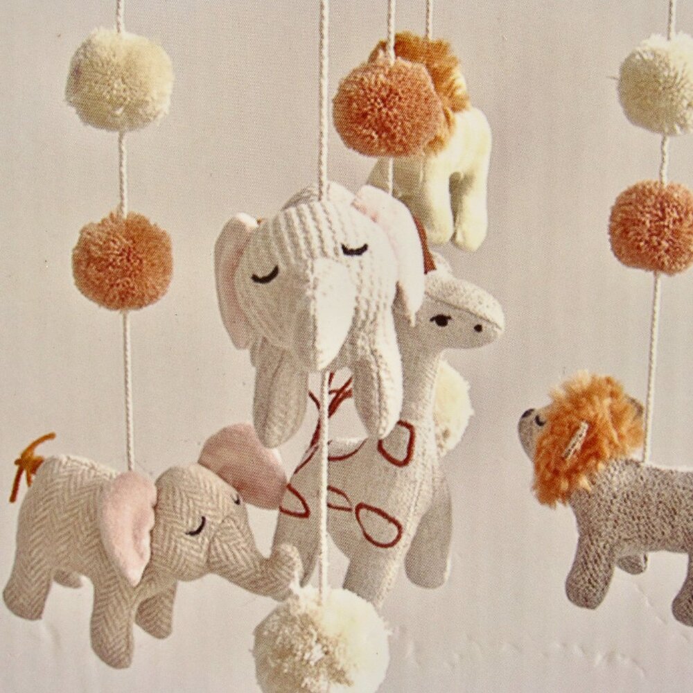 NEW Crane Baby Safari Ceiling Nursery Mobile Elephant Giraffe Lion Handmade - Picture 3 of 11